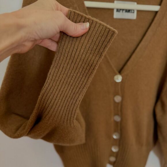 Apparis Italy Stacey Button Up Cardigan Wide Sleeve vegan cashmere Camel Brown - Picture 8 of 16